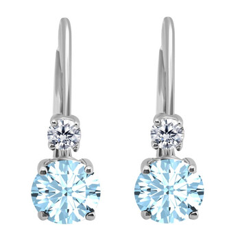 Bông tai Maulijewels 1.80 Carats Gemstone With Natural Diamond Leverback Earrings For Women Crafted 14K White Gold Wedding Jewelry Collection