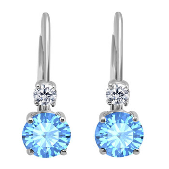 Bông tai Maulijewels 1.80 Carats Gemstone With Natural Diamond Leverback Earrings For Women Crafted 14K White Gold Wedding Jewelry Collection
