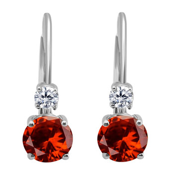 Bông tai Maulijewels 1.80 Carats Gemstone With Natural Diamond Leverback Earrings For Women Crafted 14K White Gold Wedding Jewelry Collection