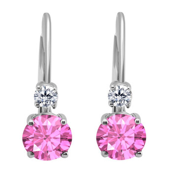 Bông tai Maulijewels 1.80 Carats Gemstone With Natural Diamond Leverback Earrings For Women Crafted 14K White Gold Wedding Jewelry Collection