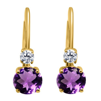 Bông tai Maulijewels 1.80 Carats Gemstone With Natural Diamond Leverback Earrings For Women Crafted 14K Yellow Gold Wedding Jewelry Collection