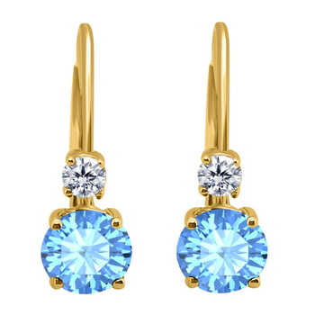 Bông tai Maulijewels 1.80 Carats Gemstone With Natural Diamond Leverback Earrings For Women Crafted 14K Yellow Gold Wedding Jewelry Collection