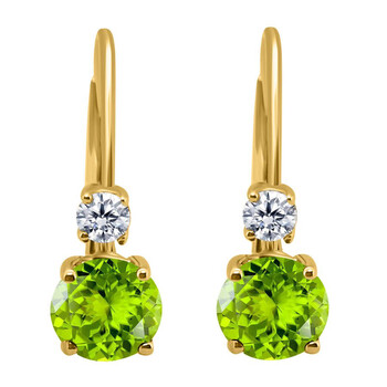 Bông tai Maulijewels 1.80 Carats Gemstone With Natural Diamond Leverback Earrings For Women Crafted 14K Yellow Gold Wedding Jewelry Collection