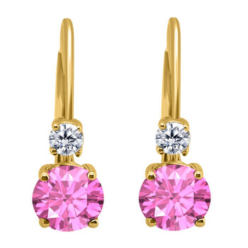 Bông tai Maulijewels 1.80 Carats Gemstone With Natural Diamond Leverback Earrings For Women Crafted 14K Yellow Gold Wedding Jewelry Collection