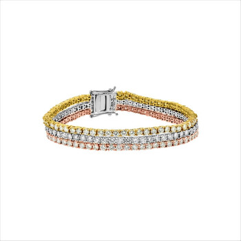Vòng tay Maulijewels 14.50 Carat Igl Certified Natural Round Diamond (G-H/ I1-I2) Tri-Color Prong Set Bracelet For Women In 14K Solid Gold chính hãng
