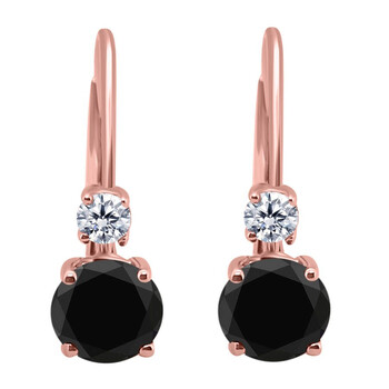 Bông tai Maulijewels 2.00 Carats Natural Black Diamonds Leverback Earrings For Women Crafted 14K Rose Gold Wedding Jewelry Collection