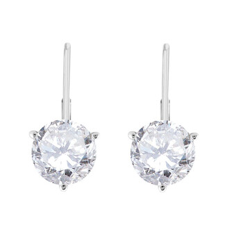 Bông tai Maulijewels 2.00 Cttw White Diamond (H-I/ I1-I2) Three Prong Set Women'S Martini Leverback Earrings In 14K Solid White Gold