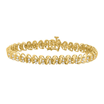Vòng tay Maulijewels 2.15 Carat Round Natural Diamond (H-I/ I1-I2) Prong Set Linked Bracelet For Womens In 10K Solid Yellow Gold chính hãng