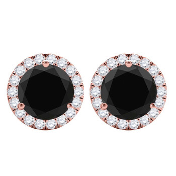 Bông tai Maulijewels 2.75 Carat Natural Black & White Diamond Round Stud Earrings For Women In 14K Solid Rose Gold With Secure Push Back