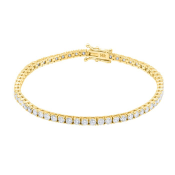 Vòng tay Maulijewels 3.00 Carat Natural Round White Diamond (F-G / Si1) Womens 7" Tennis Bracelet In 14K Solid Yellow Gold chính hãng