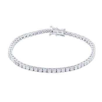 Vòng tay Maulijewels 3.25 Carat Natural Round White Diamond (F-G/ Si1) Bracelet For Women In 14K Solid White Gold chính hãng