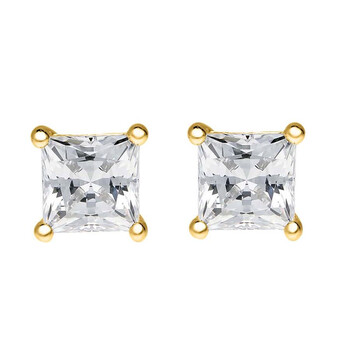 Bông tai Maulijewels 3/4 Carat Natural Princess Cut Diamond (H-I / I1-I2) Women Stud Earrings In 14K Solid Yellow Gold With Secure Push Back