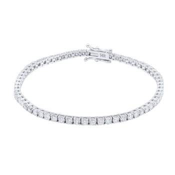 Vòng tay Maulijewels 4.65 Carat Natural Round White Diamond (F-G / I1-I2) 7 Inch Prong Set Tennis Bracelet For Women In 14K White Solid Gold chính hãng