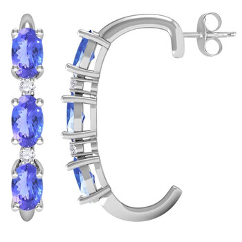 Maulijewels 1.45 Carat Tanzanite & Diamond Hoop Earrings For Women'S 1 Bông tai Maulijewels 1.45 Carat Tanzanite & Diamond Hoop Earrings For Women'S