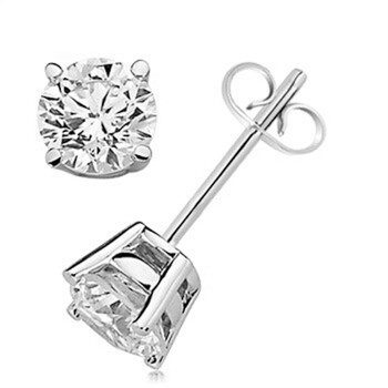 Bông tai Maulijewels 3/8 Carat Diamond (I-J/ I1-I2) Prong Set Stud Earrings In 14K Solid White & Yellow Gold