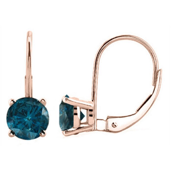 Maulijewels 0.20 Carat Natural Blue Diamond Lever Back Dangle Earrings In 14K Rose Gold (Blue, I1-I2) 1 Bông tai Maulijewels 0.20 Carat Natural Blue Diamond Lever Back Dangle Earrings In 14K Rose Gold (Blue