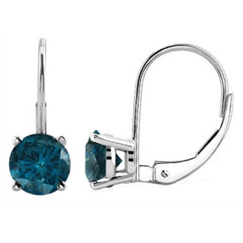 Bông tai Maulijewels 0.20 Carat Natural Blue Diamond Lever Back Dangle Earrings In 14K White Gold (Blue