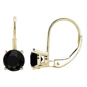Bông tai Maulijewels 0.30 Carat Natural Black Diamond Lever Back Dangle Earrings For Women Made In 14K Yellow Gold (Black