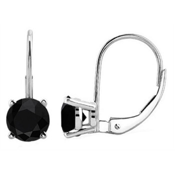 Bông tai Maulijewels 0.60 Carat Natural Black Diamond Lever Back Earrings Dangle Style Available In 14K White Gold (Black