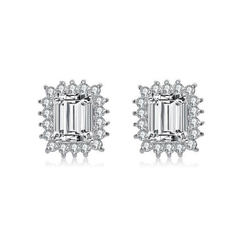 Megan Walford Sterling Silver Clear Emerald And Round Cubic Zirconia Stud Earrings 2 Bông tai Megan Walford Sterling Silver Clear Emerald And Round Cubic Zirconia Stud Earrings