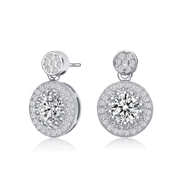 Bông tai Megan Walford Sterling Silver Round Cubic Zirconia Halo Drop Earrings