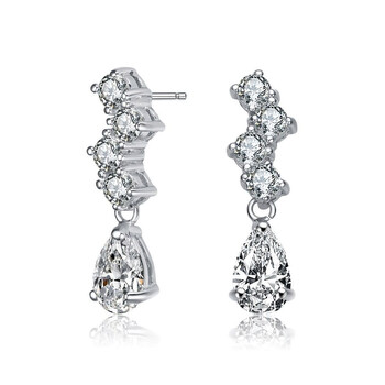 Bông tai Megan Walford Sterling Silver Pear And Round Cubic Zirconia Zigzag Drop Earrings