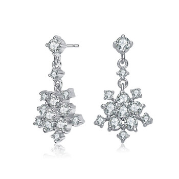 Megan Walford Sterling Silver Round Cubic Zirconia Cluster Flower Style Drop Earrings 2 Bông tai Megan Walford Sterling Silver Round Cubic Zirconia Cluster Flower Style Drop Earrings
