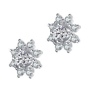 Megan Walford Sterling Silver Round Cubic Zirconia Halo Stud Earrings 2 Bông tai Megan Walford Sterling Silver Round Cubic Zirconia Halo Stud Earrings