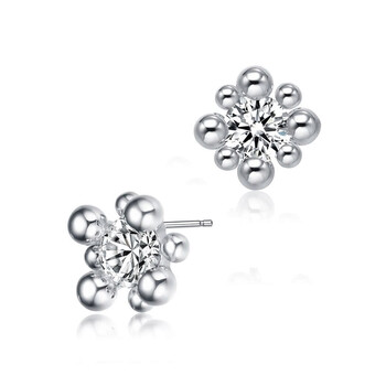 Bông tai Megan Walford Sterling Silver Balls With Round Cubic Zirconia Stud Earrings