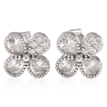 Bông tai Megan Walford Sterling Silver Pear And Round Cubic Zirconia Clover Earrings