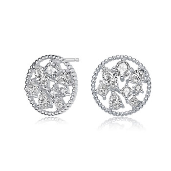 Bông tai Megan Walford Sterling Silver Halo With Multi Shape Cubic Zirconia Round Earrings