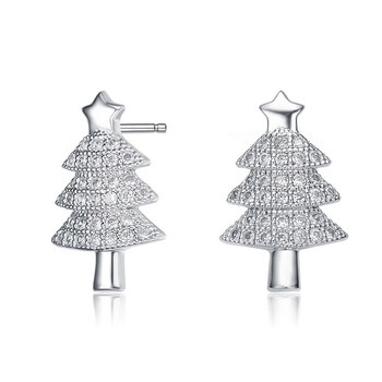 Bông tai Megan Walford Sterling Silver Round Cubic Zirconia Pave Christmas Tree Earrings