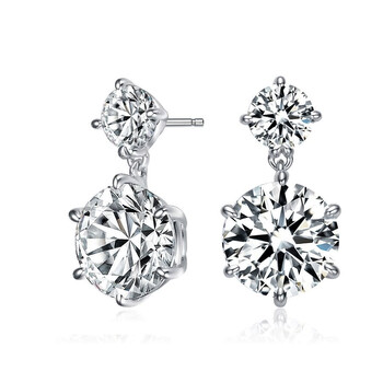 Bông tai Megan Walford Sterling Silver Round Cubic Zirconia Two Stone Drop Earrings