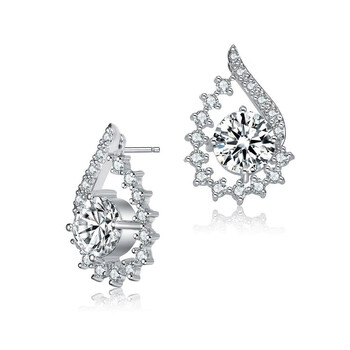 Megan Walford Sterling Silver Round Cubic Zirconia Pear Shape Earrings 2 Bông tai Megan Walford Sterling Silver Round Cubic Zirconia Pear Shape Earrings