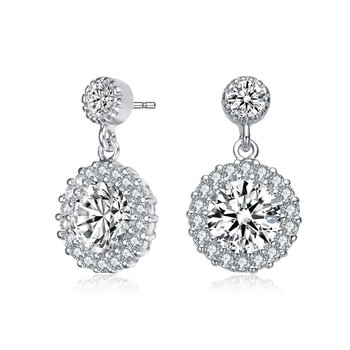 Megan Walford Sterling Silver Round Cubic Zirconia Halo Tier Earrings 2 Bông tai Megan Walford Sterling Silver Round Cubic Zirconia Halo Tier Earrings
