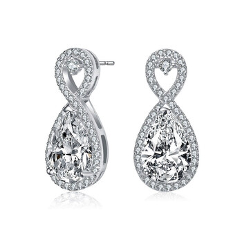 Bông tai Megan Walford Sterling Silver Pear And Round Cubic Zirconia Infinity Drop Earrings