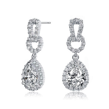 Megan Walford Sterling Silver Pear With Round Cubic Zirconia Drop Earrings 2 Bông tai Megan Walford Sterling Silver Pear With Round Cubic Zirconia Drop Earrings