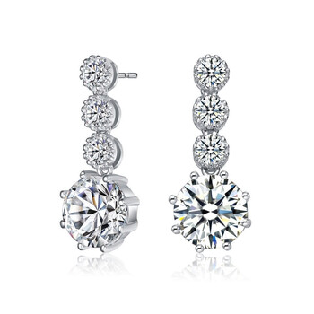 Bông tai Megan Walford Sterling Silver Round Cubic Zirconia Tier Drop Earrings
