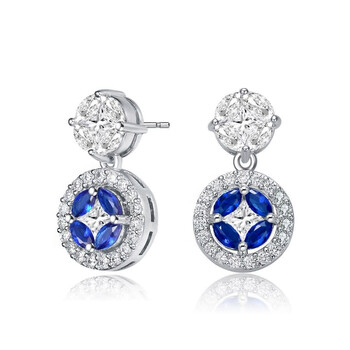 Bông tai Megan Walford Sterling Silver Blue And Clear Cubic Zirconia Accent Drop Earrings