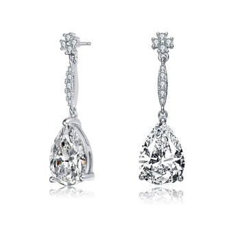 Megan Walford Sterling Silver Pear Cubic Zirconia Solitaire With Accent Drop Earrings 2 Bông tai Megan Walford Sterling Silver Pear Cubic Zirconia Solitaire With Accent Drop Earrings