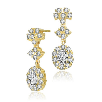 Megan Walford Gold Over Sterling Silver Clear Cubic Zirconia Dangling Earrings 1 Bông tai Megan Walford Gold Over Sterling Silver Clear Cubic Zirconia Dangling Earrings
