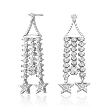 Bông tai Megan Walford Sterling Silver Clear Round Cubic Zirconia Star Earrings