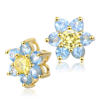 Bông tai Megan Walford Sterling Silver Blue And Yellow Cubic Zirconia Flower Stud Earrings