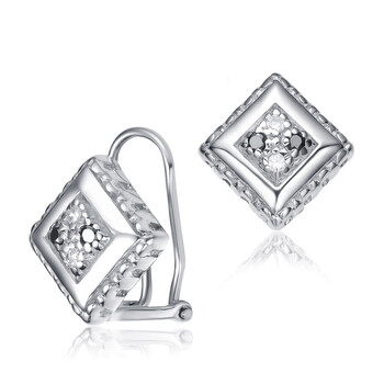 Megan Walford Sterling Silver Round Black And Clear Cubic Zirconia Diamond Clip On Earrings 1 Bông tai Megan Walford Sterling Silver Round Black And Clear Cubic Zirconia Diamond Clip On Earrings
