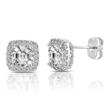 Bông tai Megan Walford Sterling Silver Assher Cut Stud Earrings