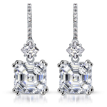 Megan Walford Sterling Silver Princess And Round Cubic Zirconia Square Drop Earrings 1 Bông tai Megan Walford Sterling Silver Princess And Round Cubic Zirconia Square Drop Earrings