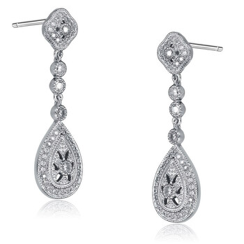 Bông tai Megan Walford Sterling Silver Cubic Zirconia Pear Dangle Earrings