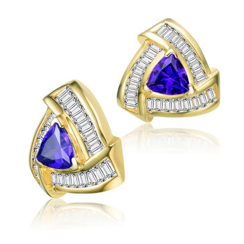 Bông tai Megan Walford Sterling Silver Blue Trillion And Baguette Cubic Zirconia Stud Earrings