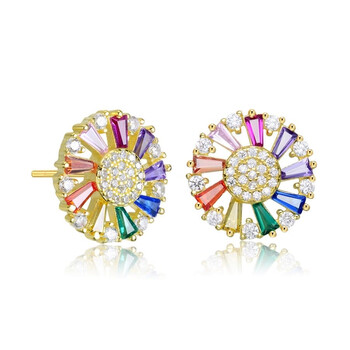 Megan Walford Gold Over Sterling Silver Round And Baguette Cubic Zirconia Stud Earrings 2 Bông tai Megan Walford Gold Over Sterling Silver Round And Baguette Cubic Zirconia Stud Earrings