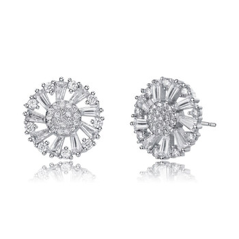 Bông tai Megan Walford Sterling Silver Round And Baguette Cubic Zirconia Stud Earrings